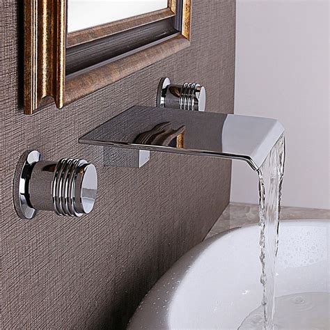 Moda Waterfall Double Handle Wall Mounted Faucet Simple Bathroom