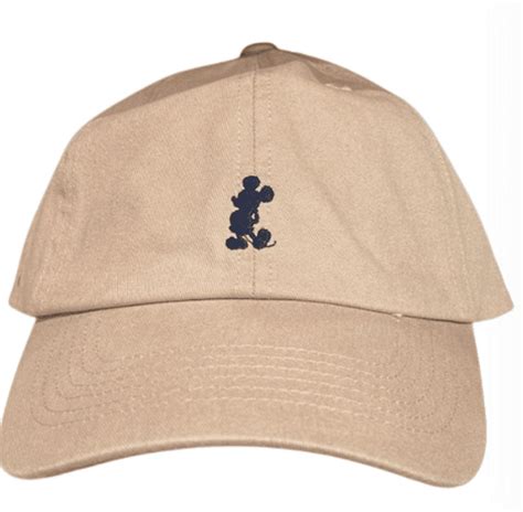 Disney Parks Navy Embroidered Mickey Mouse Tan Baseball Hat Cap New