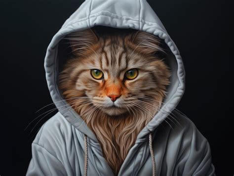 Premium Photo | Hoodie cat vcetor HD 8K wallpaper Stock Photographic Image