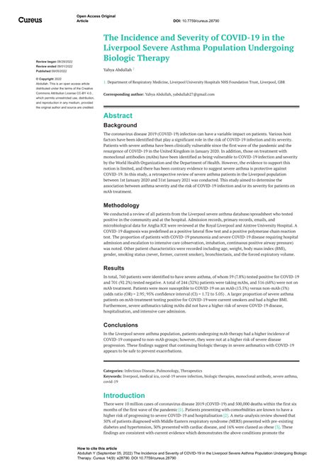 PDF The Incidence And Severity Of COVID 19 In The Liverpool Severe