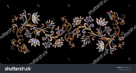 Bouquet Fantastic Flowers Background Ethnic Traditional 库存矢量图（免版税