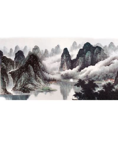 古风中式水墨画山水背景免抠素材png 堆糖，美图壁纸兴趣社区