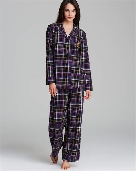 Lauren By Ralph Lauren Brushed Twill Plaid Pajama Set In Purple Purple Plaid Lyst