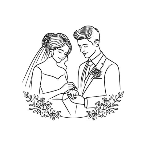 Premium Vector Line Drawing Romantic Wedding Couple One Line Art Love