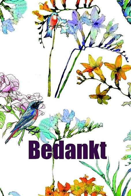 Kaartje Bedankt Met Vogeltjes En Bloemen Eenbeetjegeluk Nl