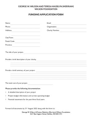 Fillable Online Funding Application Form Fax Email Print Pdffiller