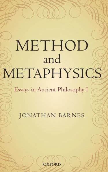 Method And Metaphysics Essays In Ancient Philosophy I By Oxford