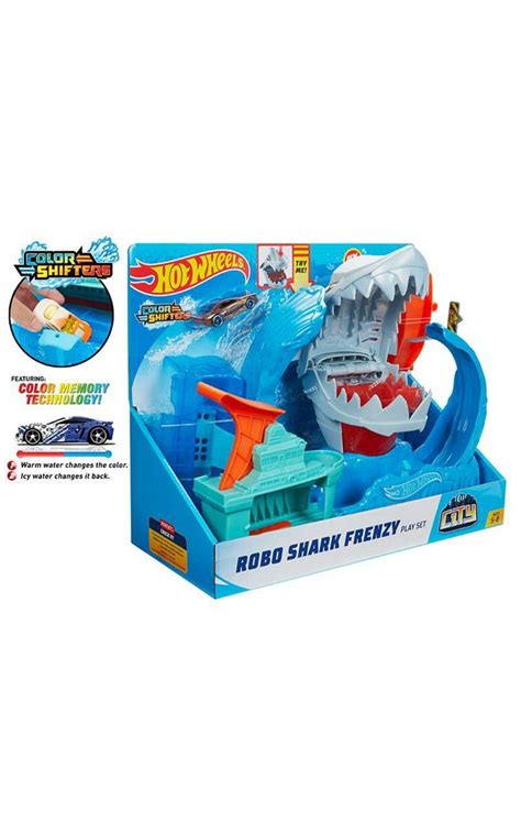 Трек Хот Вілс Зміни Колір Голодна Акула-Робот Hot Wheels City Color Ch ...