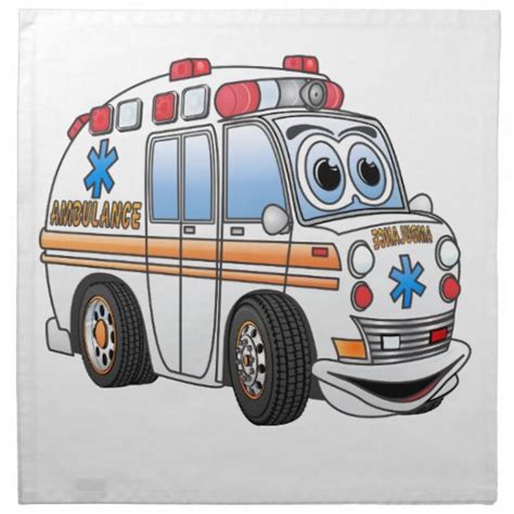 Funny Ambulance Cartoon Napkin | Zazzle