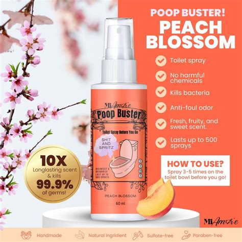 Peach Blossom Poop Buster Toilet Spray Poop Spray Odor Eliminator