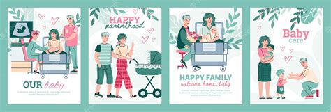 Premium Vector | Set of vector posters with concept of happy pregnancy ...