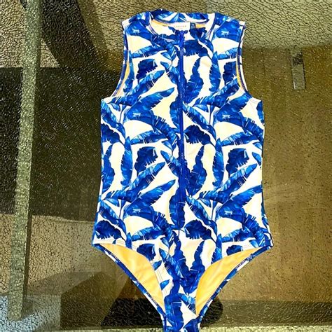 Cabana Life Swim Nwt Cabana Life Blue Palms Sleeveless Unisuit