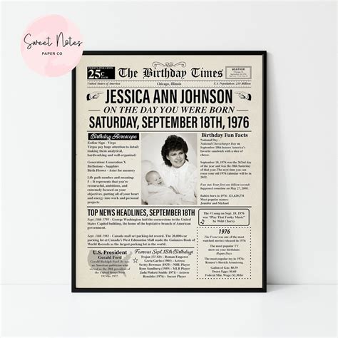 Personalized On The Day You Were Born Newspaper Fun Facts Etsy