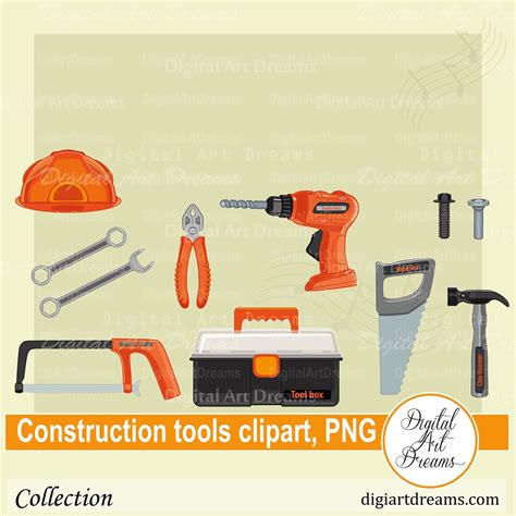 Construction Tools Clipart Hand Tools Construction | Etsy