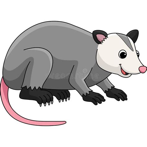 Opossum Animal Cartoon Colored Clipart Stock Vector - Illustration of ...