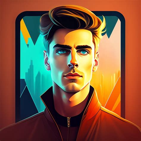 Premium Ai Image A Digital Illustration Of A Man With A Red Jacket And Blue Eyes