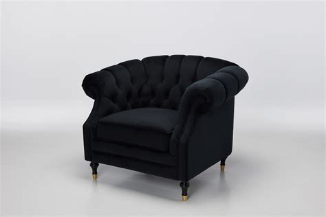 Carmen - Deluxe Chesterfield Armchair, Black Velvet | Furniture Outlet