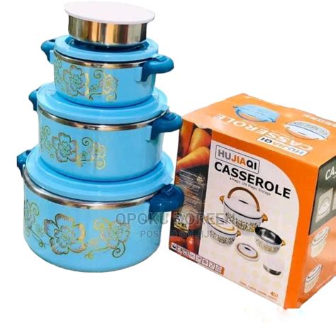 4 Piece Plastic Hot Pot Food Warmer Cooler Serving Dish Set Blue 4L New