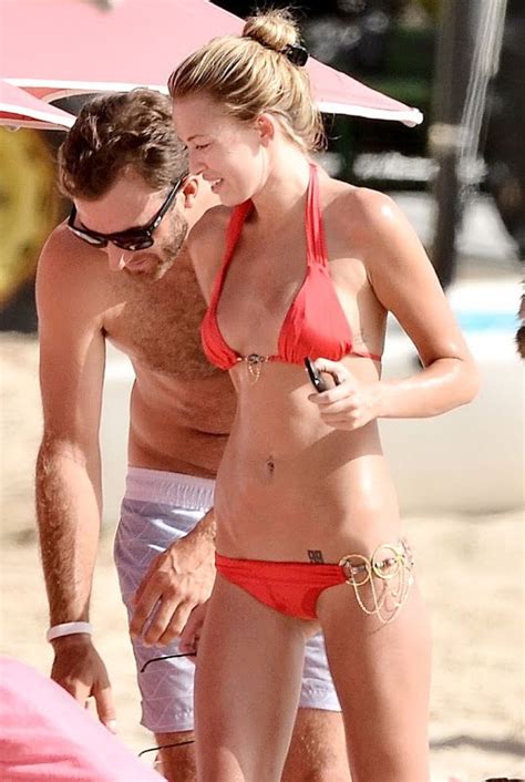 Paulina Gretzky Wearing A Tiny Red Bikini In Barbados Paulina Gretzky