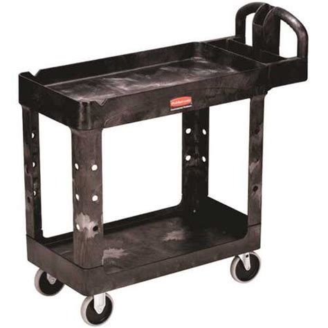 Rubbermaid FG450088BLA 17 9 In W Heavy Duty Black 2 Shelf Utility Cart