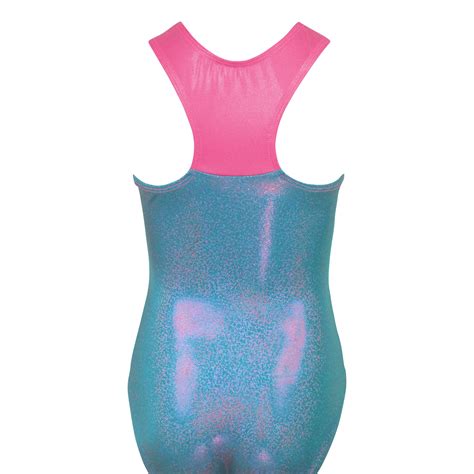 Turquoise Fuchsia Sweetheart Racerback Leotard K Bee Leotards