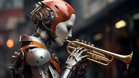 Premium Ai Image A Robot Playing A Trumpet