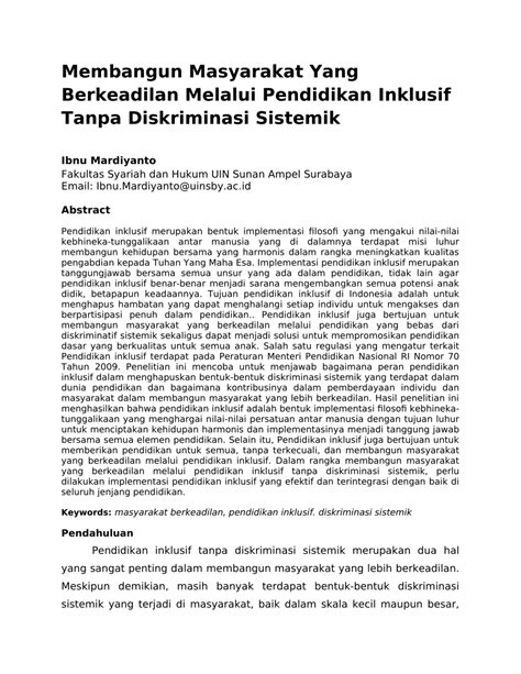 PDF Membangun Masyarakat Yang Berkeadilan Melalui Pendidikan Inklusif