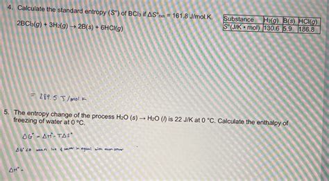 Solved Calculate The Standard Entropy S Of Bclz If As Chegg