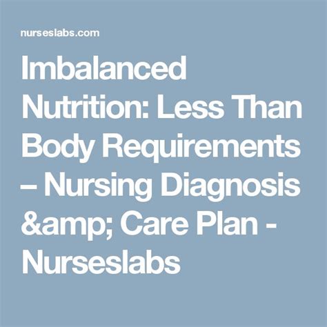 Imbalanced Nutrition Less Than Body Requirements Nursing Care Plan Nursing Care Plan Nursing