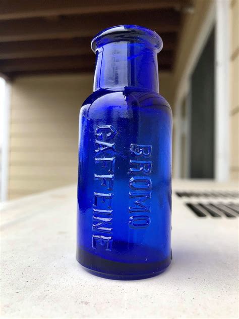 Vintage Dark Cobalt Blue Glass Bromo Caffeine Emerson Drug Co Etsy