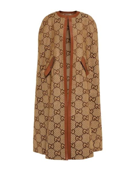 Gucci Gg Jumbo Embellished Cotton Blend Cape In Beige Natural Lyst