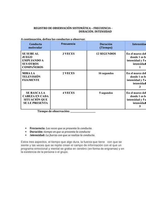 Registro De Observaci N Sistem Tica Registro De Observaci N