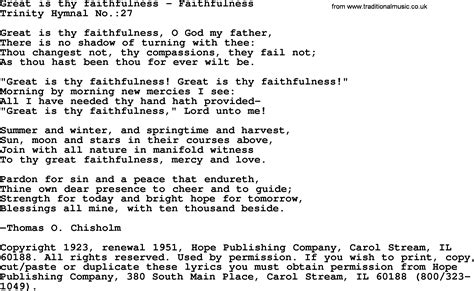 Song Great Is Thy Faithfulness Lyrics