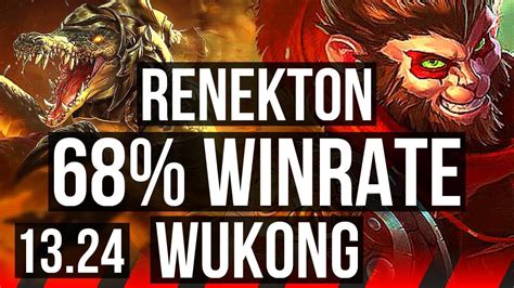 RENEKTON Vs WUKONG TOP 68 Winrate 3 0 3 KR Master 13 24 YouTube