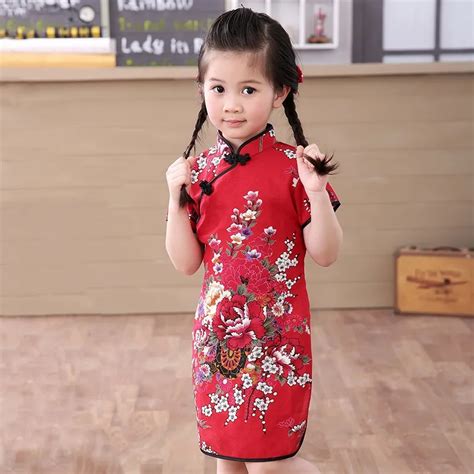 Children Kid Baby Girl Chinese Print Cheongsam Dress Children Cotton