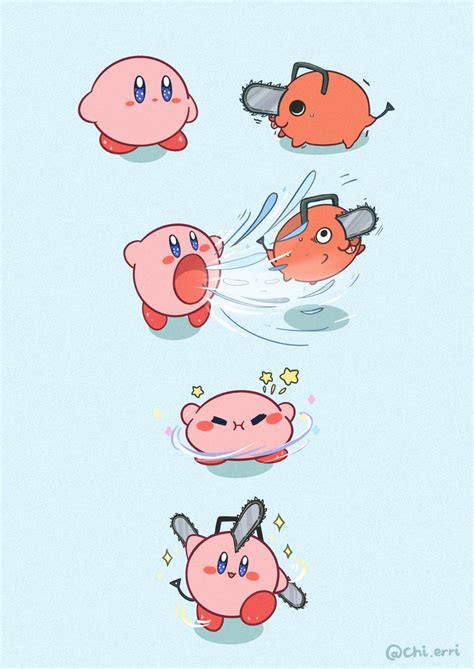 Kirby And Pochita Chainsaw Man And More Drawn By Chierri Xo Danbooru