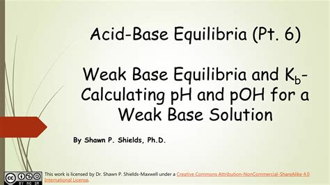 chem  acid base equilibria vi weak base equilibria  kb