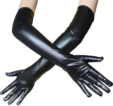 Wet Look Long Gloves Sexy Pvc Style Mittens Clubwear Accessories Elbow Length Punk Gloves Black