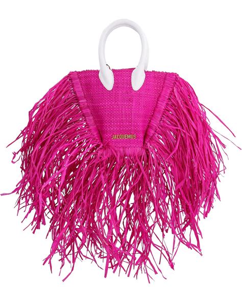 Jacquemus Le Petit Baci Fringed Straw Bag In Pink Lyst