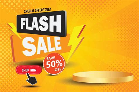 Flash Sale Banner Template On Hot Color Background Vector Art