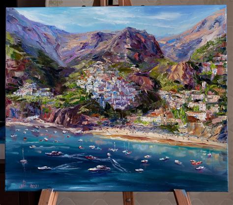 Positano Paintings On Canvas Original Art Amalfi Coast Etsy