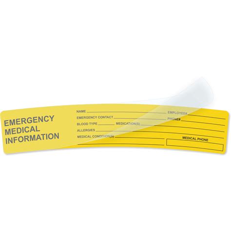 Emergency Medical Information Hard Hat Label SKU HH 0198