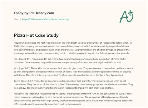 Pizza Hut Case Study Words Phdessay