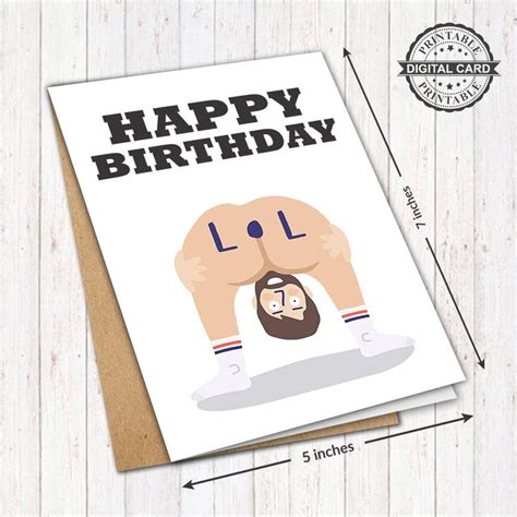 Funny Printable Birthday Card Naked Butt Birthday Card Print Lol PDF