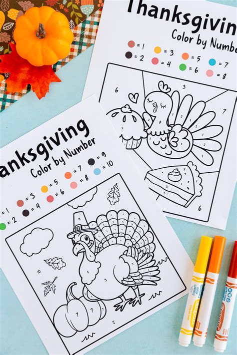 Free Thanksgiving Color By Number Pages Play Party Plan