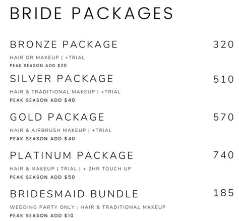 Wedding Hair Makeup Prices Makeup Prices Bridal Makeup Prices