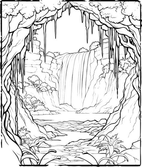 Waterfall Coloring Page Coloring Page Online Coloring Home The Best