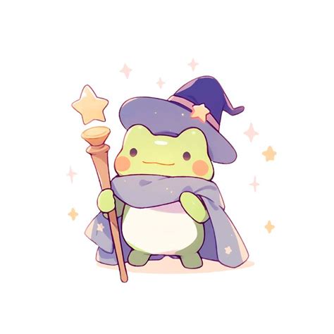 Cute Kawaii Froggy Frog Wizard Pastel And Purple Sticker Cute Kawaii