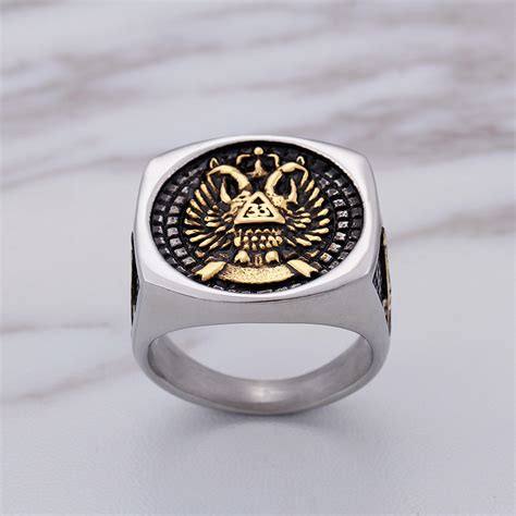 Anillo masónico europeo y americano para hombre acero inoxidable