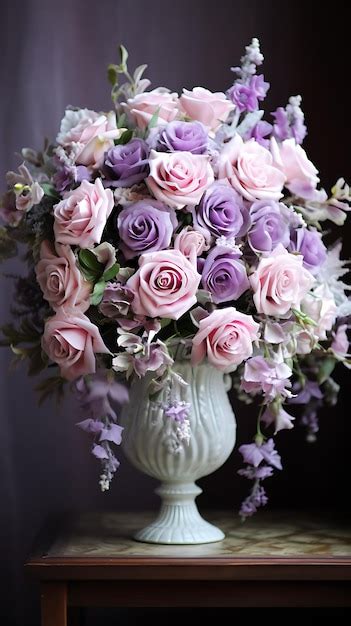 Premium Photo | Lavender and Rose Wedding Arrangement